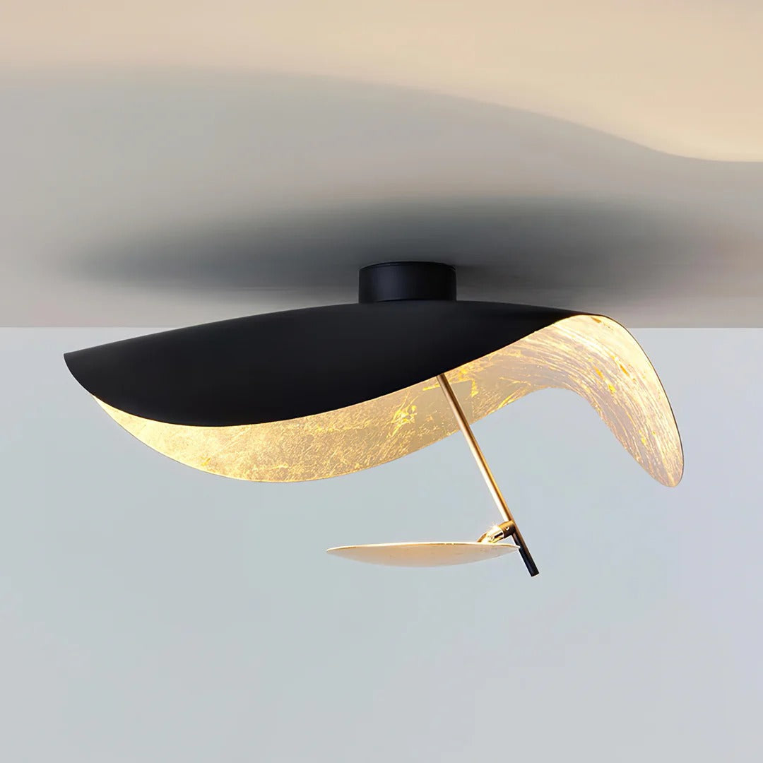 Minimalist Semi-Flush Mount, Curved Disc Integrated LED