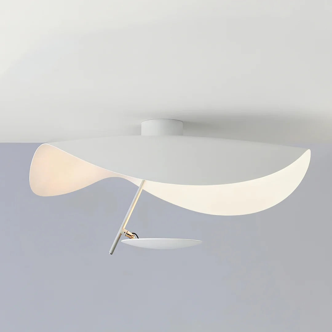 Minimalist Semi-Flush Mount, Curved Disc Integrated LED