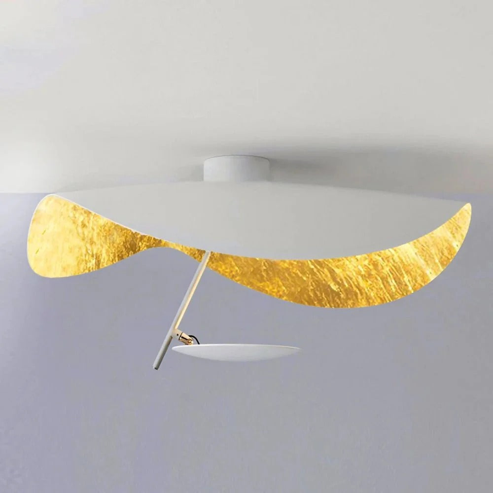 Minimalist Semi-Flush Mount, Curved Disc Integrated LED