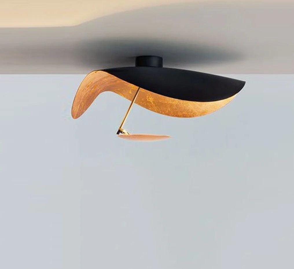 Minimalist Semi-Flush Mount, Curved Disc Integrated LED