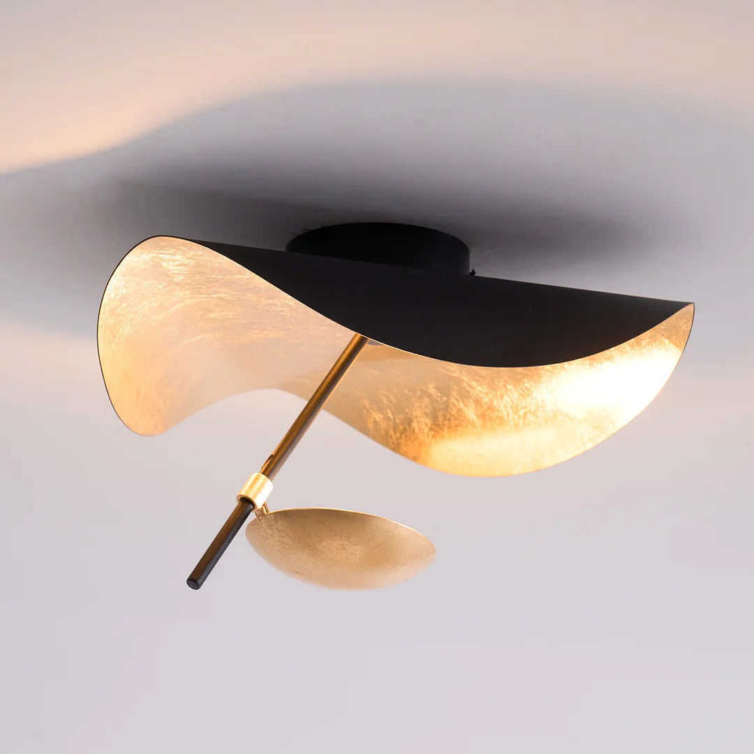 Minimalist Semi-Flush Mount, Curved Disc Integrated LED