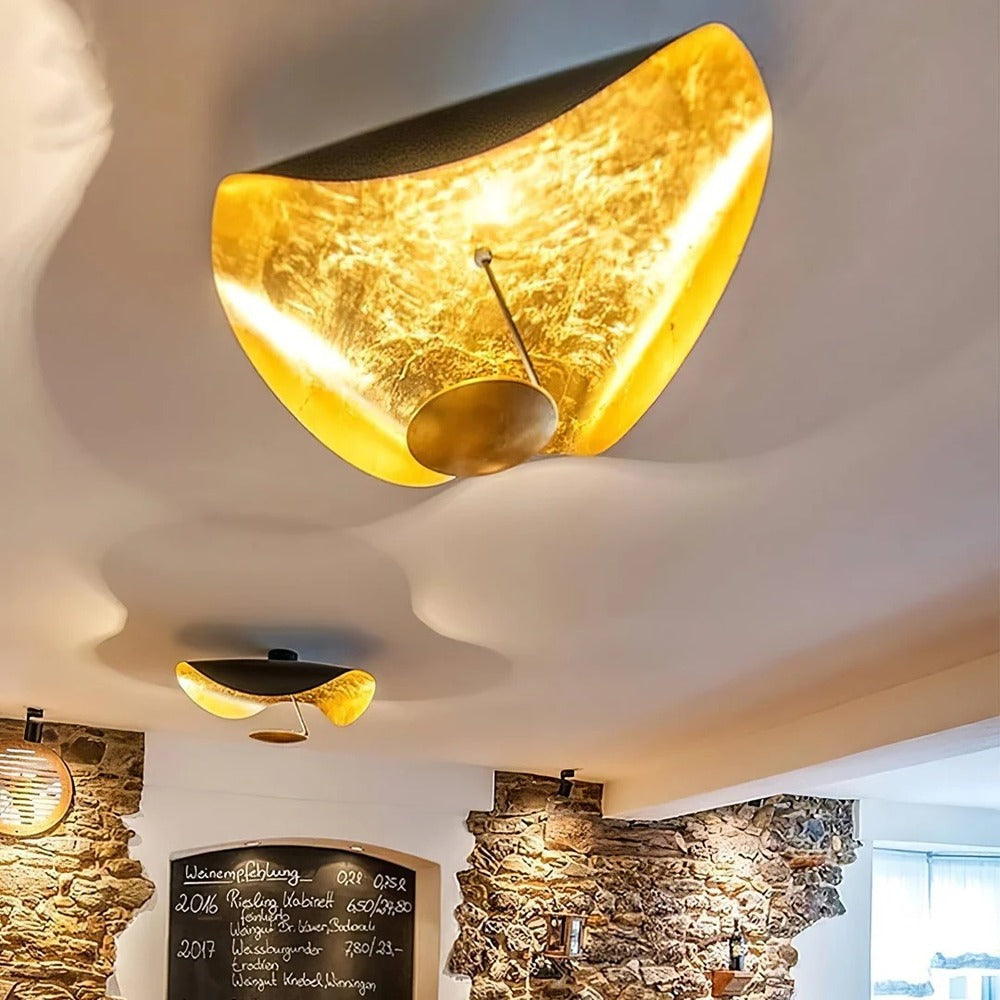 Minimalist Semi-Flush Mount, Curved Disc Integrated LED