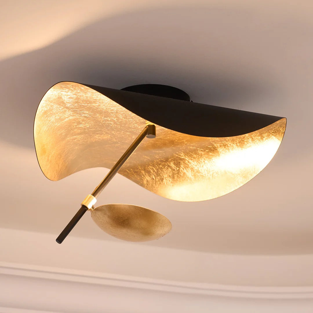 Minimalist Semi-Flush Mount, Curved Disc Integrated LED