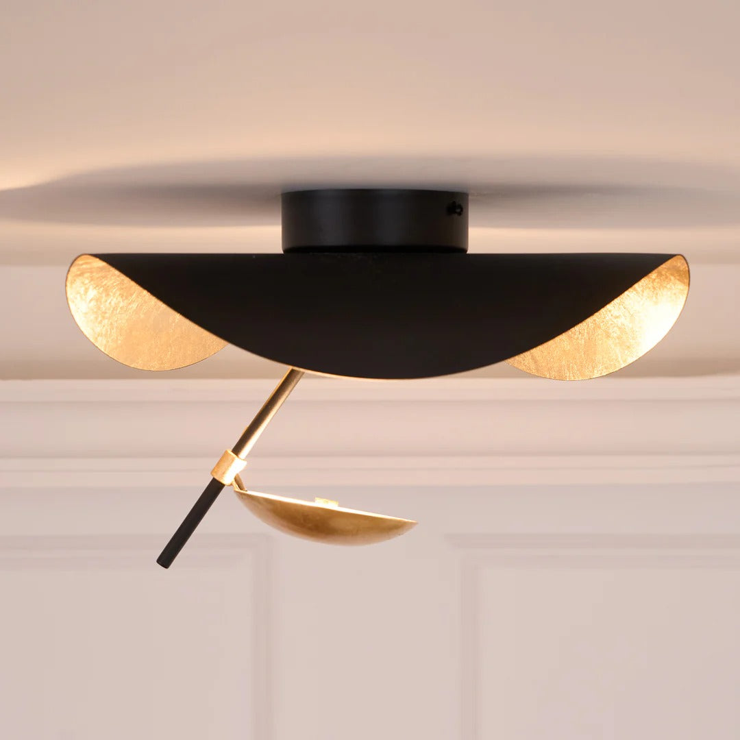 Minimalist Semi-Flush Mount, Curved Disc Integrated LED