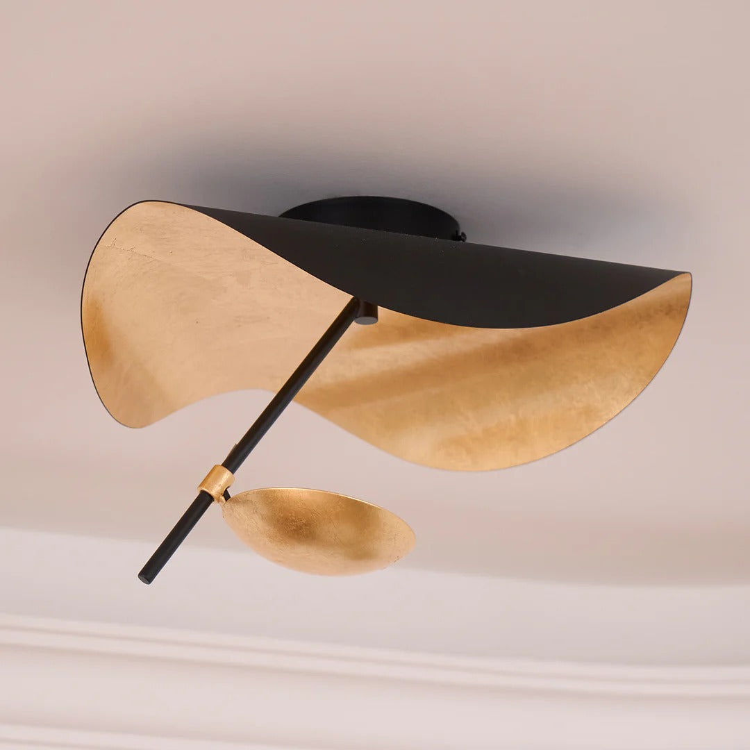 Minimalist Semi-Flush Mount, Curved Disc Integrated LED