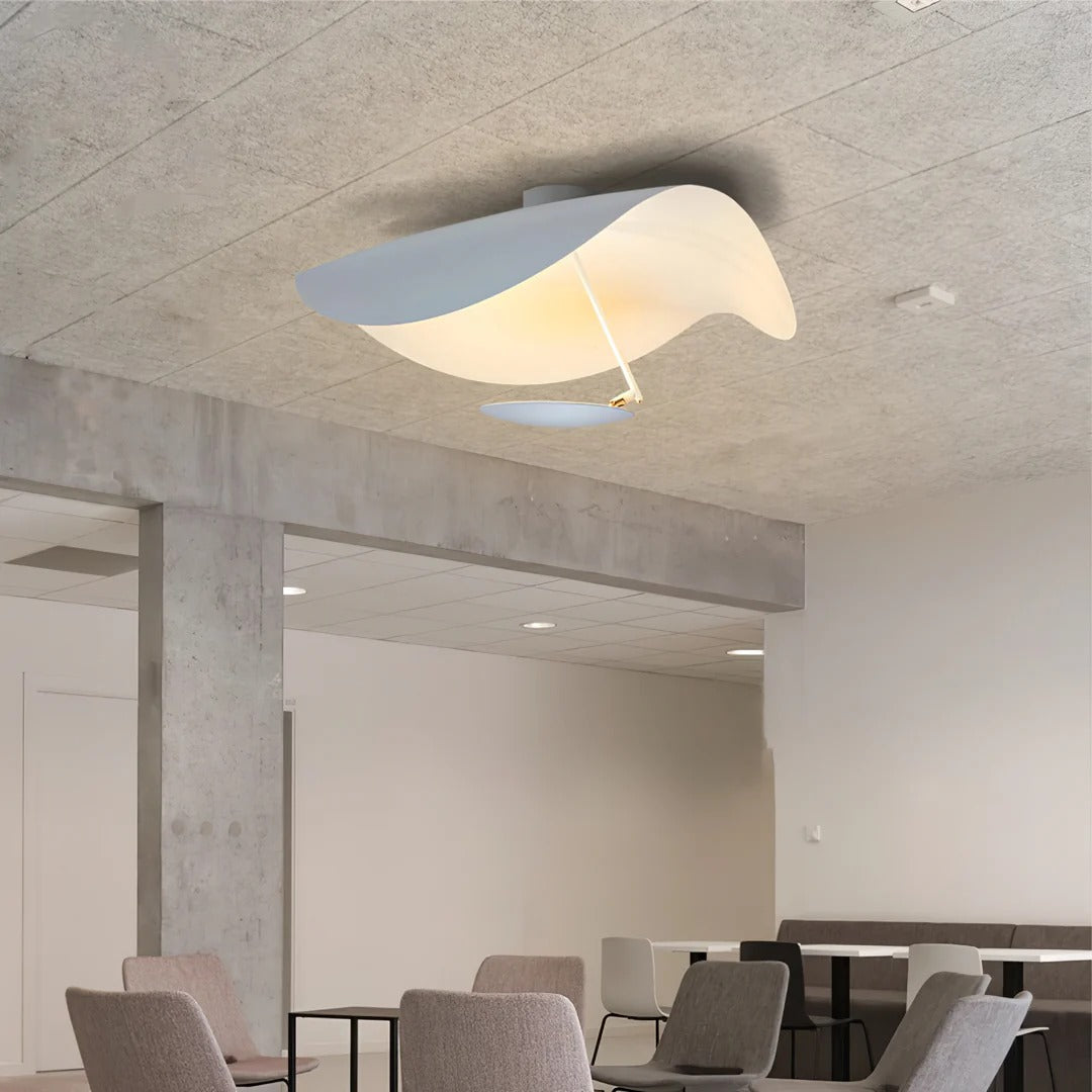 Minimalist Semi-Flush Mount, Curved Disc Integrated LED