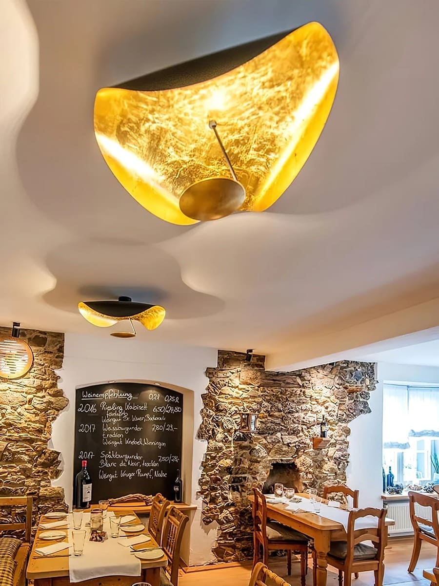 Minimalist Semi-Flush Mount, Curved Disc Integrated LED