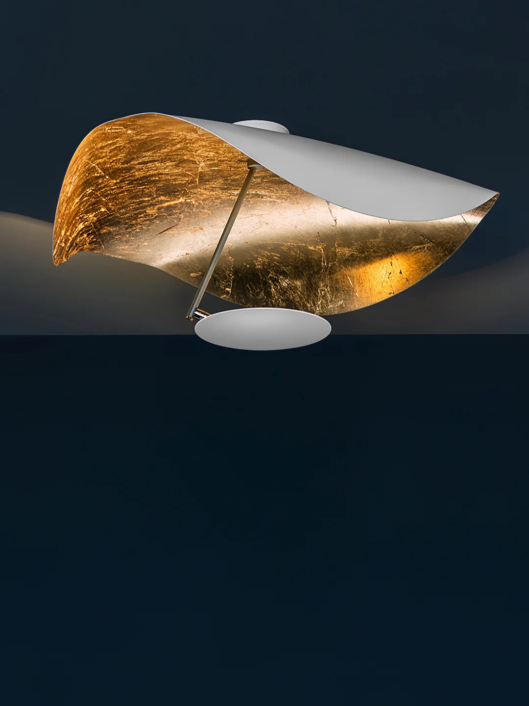 Minimalist Semi-Flush Mount, Curved Disc Integrated LED