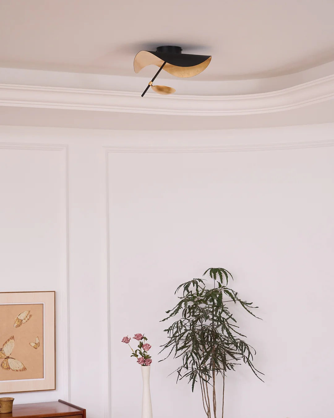 Minimalist Semi-Flush Mount, Curved Disc Integrated LED