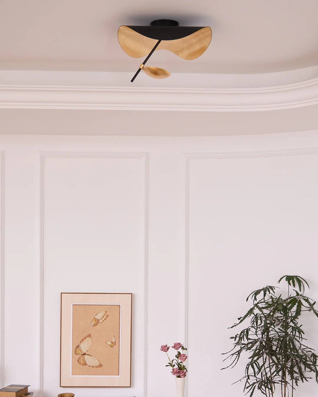 Minimalist Semi-Flush Mount, Curved Disc Integrated LED