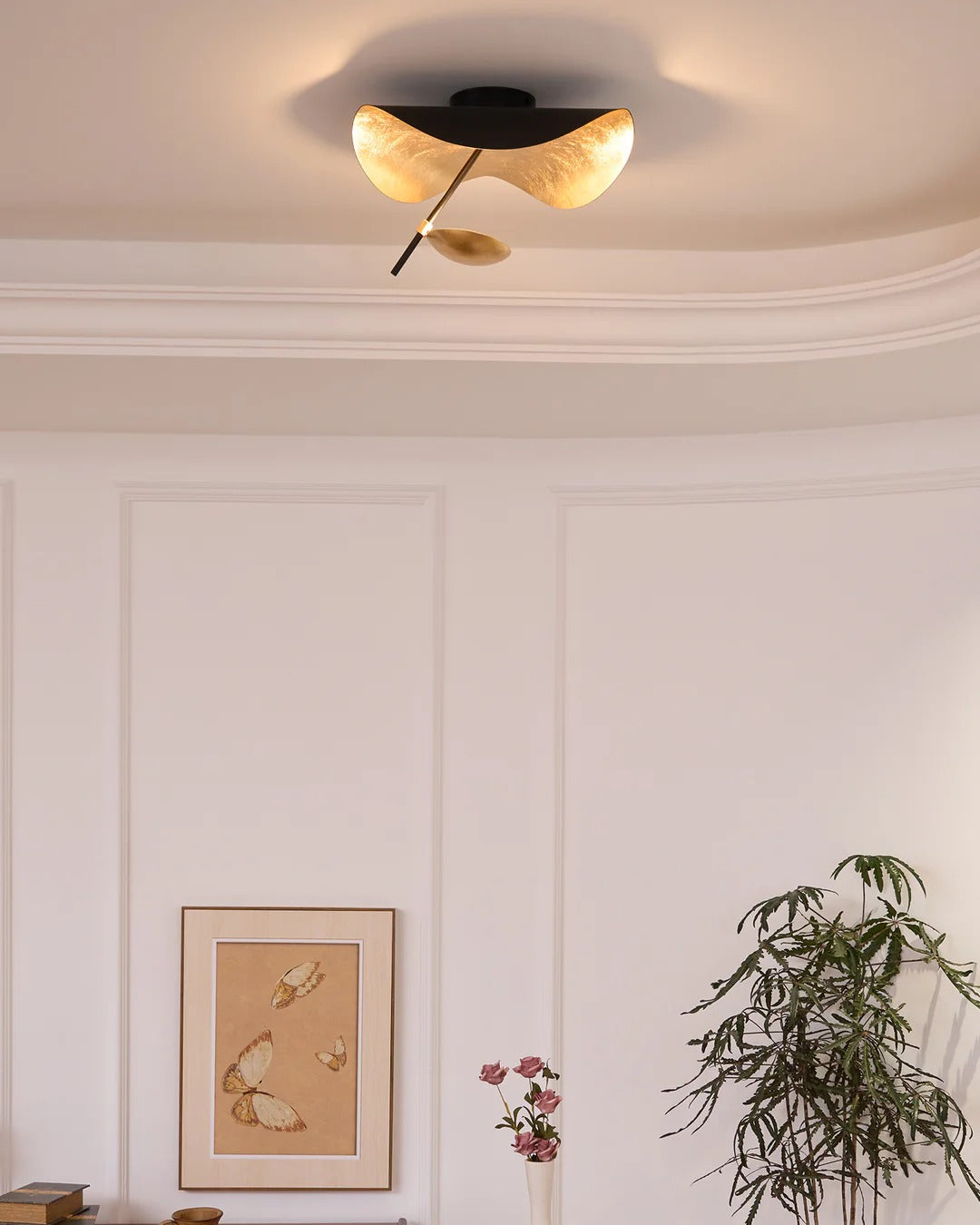 Minimalist Semi-Flush Mount, Curved Disc Integrated LED