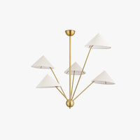 5-Light Brass Chandelier for Mid-Century Homes