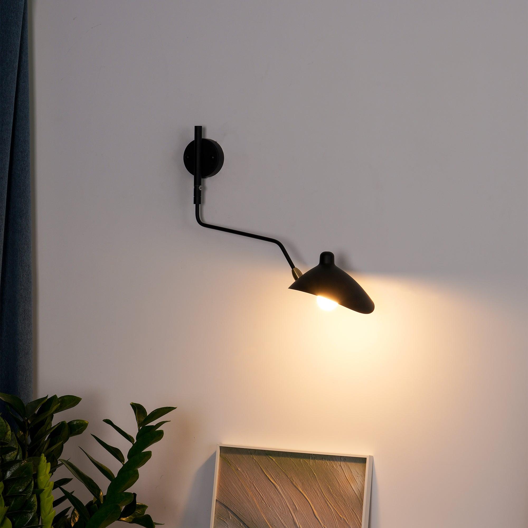 Mid-Century Swing-Arm Wall Sconce with Conical-Shades