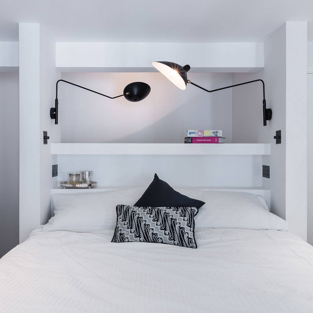 Mid-Century Swing-Arm Wall Sconce with Conical-Shades