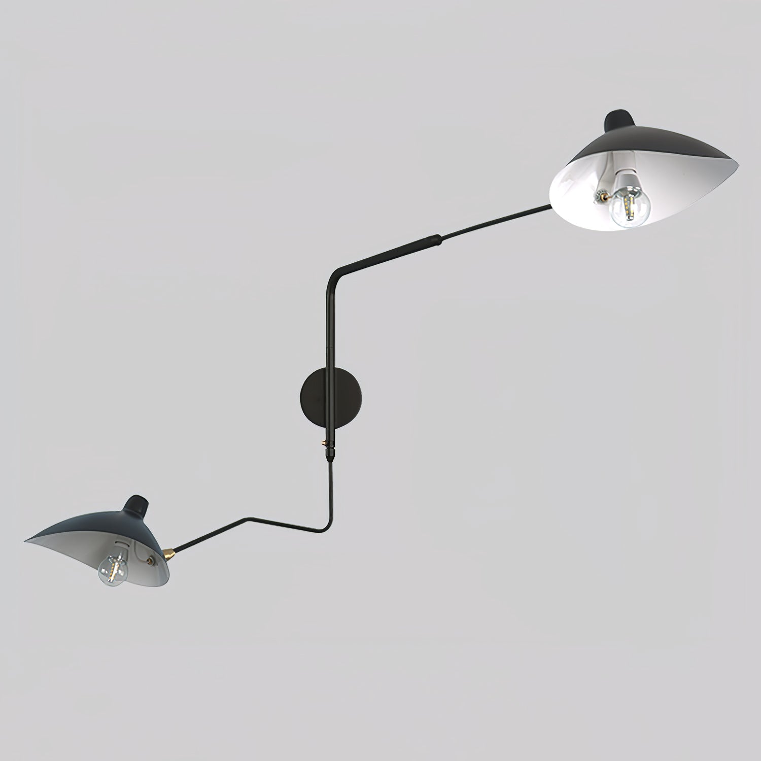 Mid-Century Swing-Arm Wall Sconce with Conical-Shades