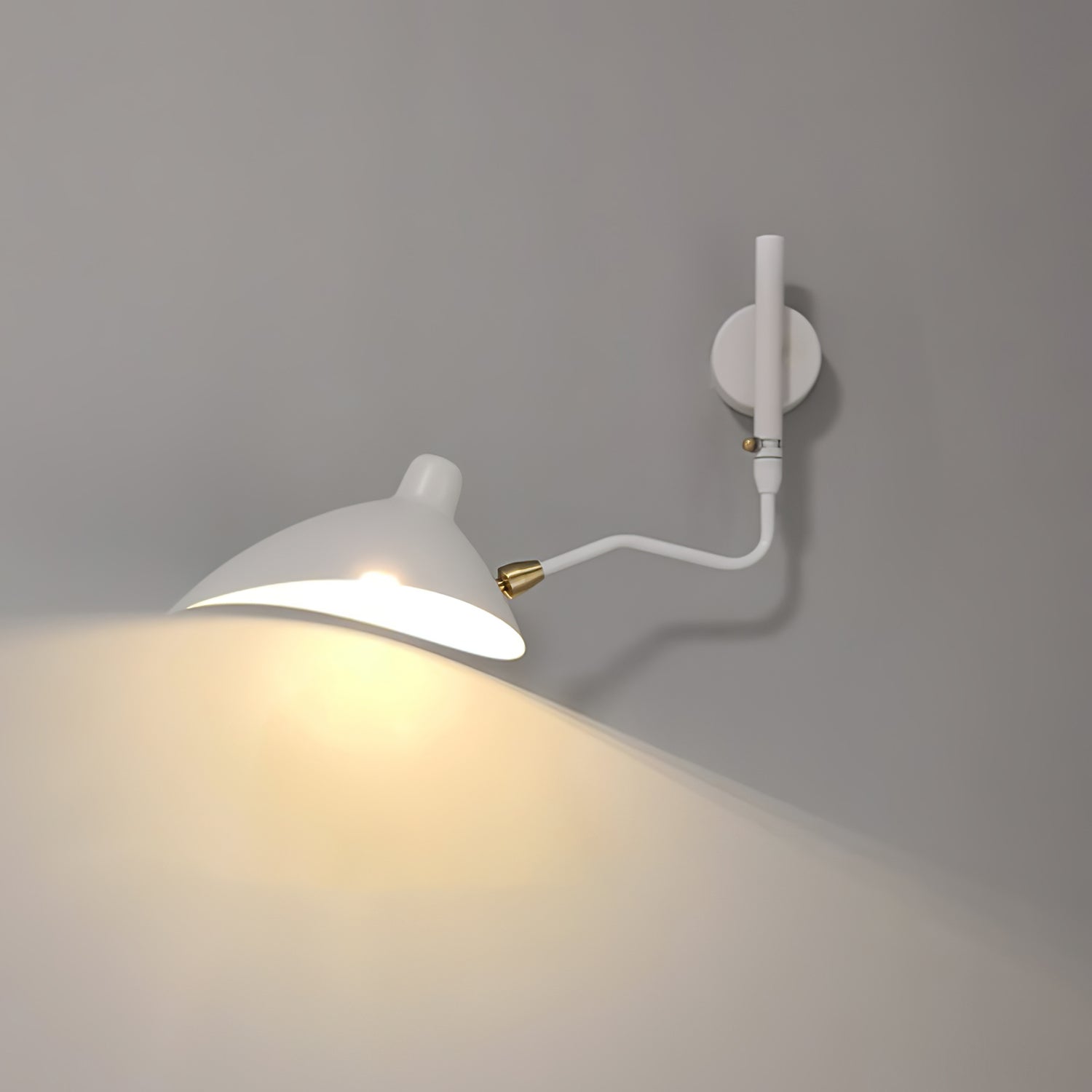 Mid-Century Swing-Arm Wall Sconce with Conical-Shades