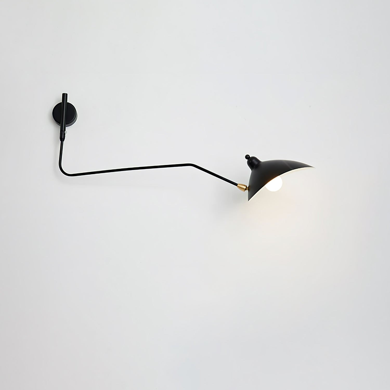Mid-Century Swing-Arm Wall Sconce with Conical-Shades
