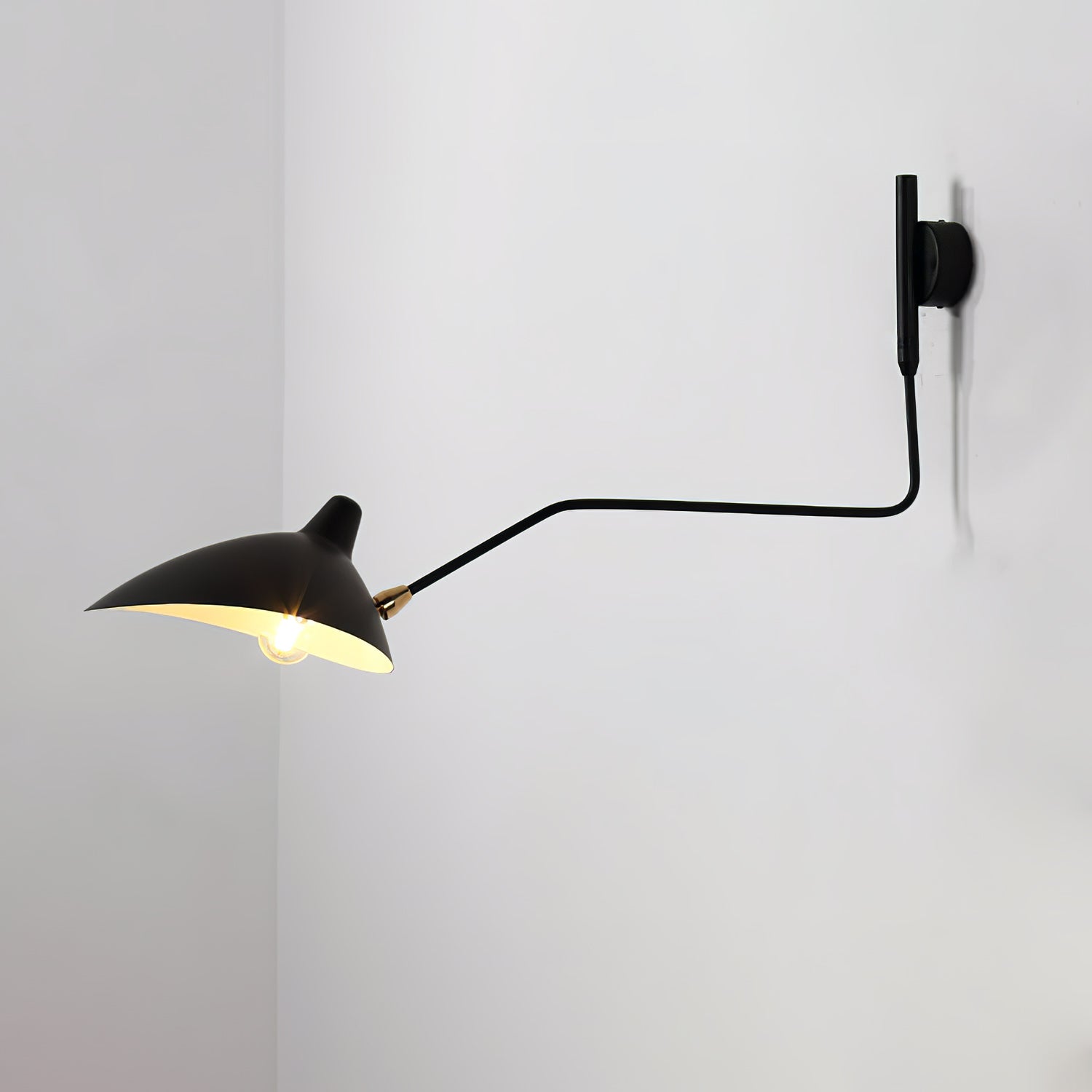 Mid-Century Swing-Arm Wall Sconce with Conical-Shades