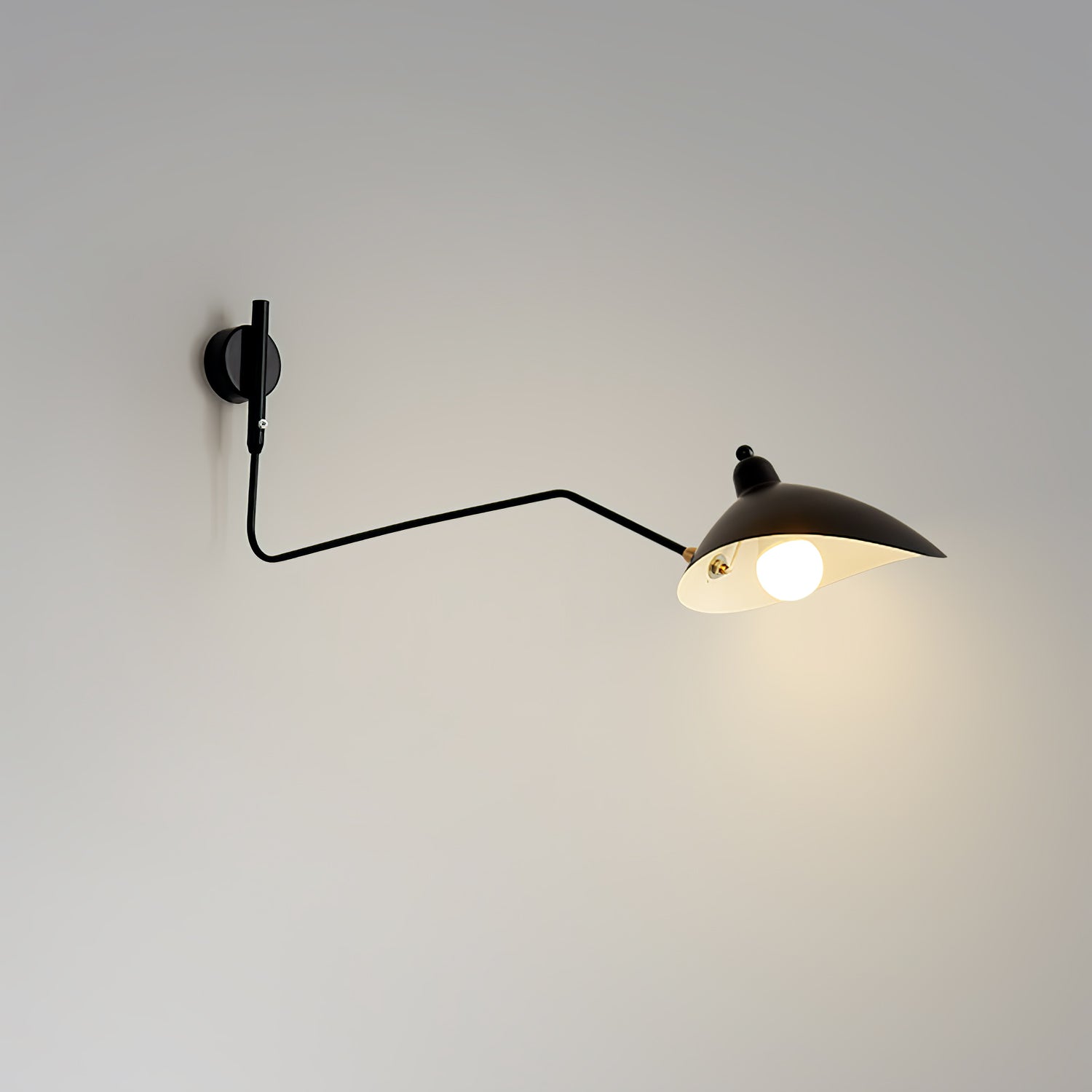 Mid-Century Swing-Arm Wall Sconce with Conical-Shades