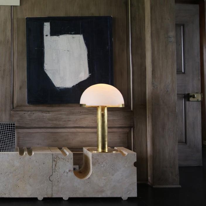 Art Deco Table Lamp with Hemispherical Shade