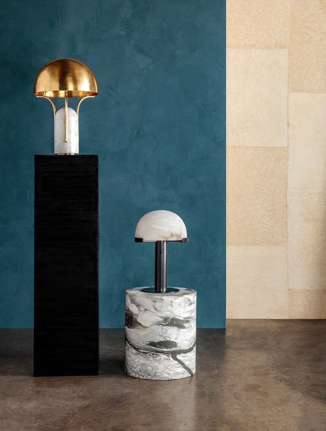 Art Deco Table Lamp with Hemispherical Shade