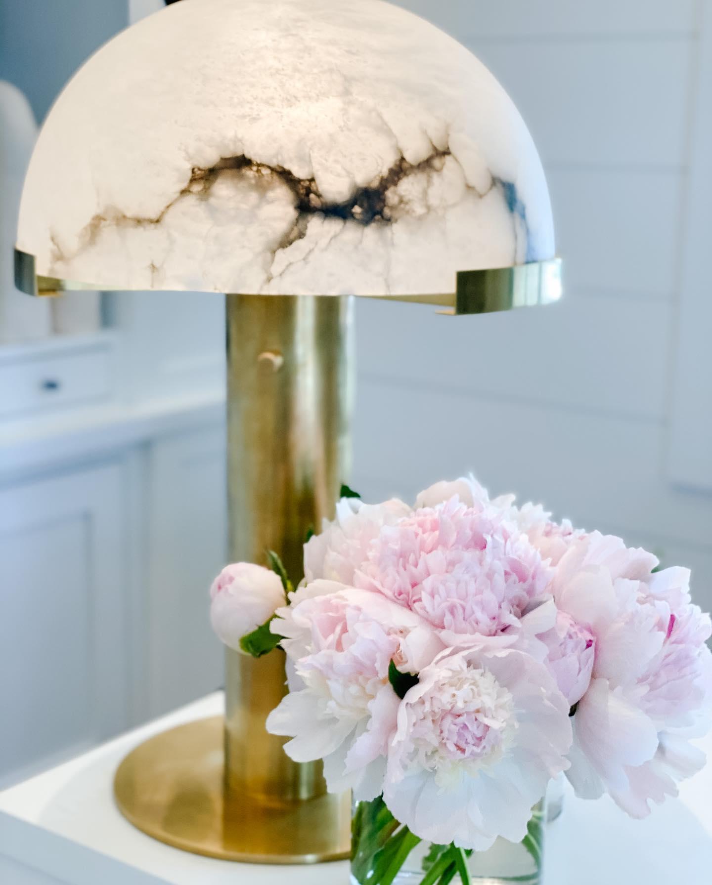 Art Deco Table Lamp with Hemispherical Shade