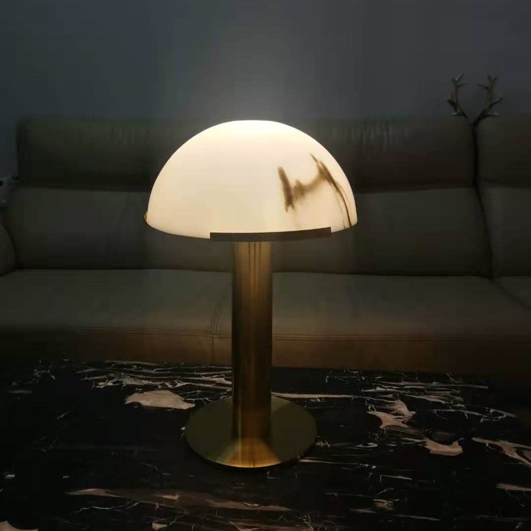 Art Deco Table Lamp with Hemispherical Shade