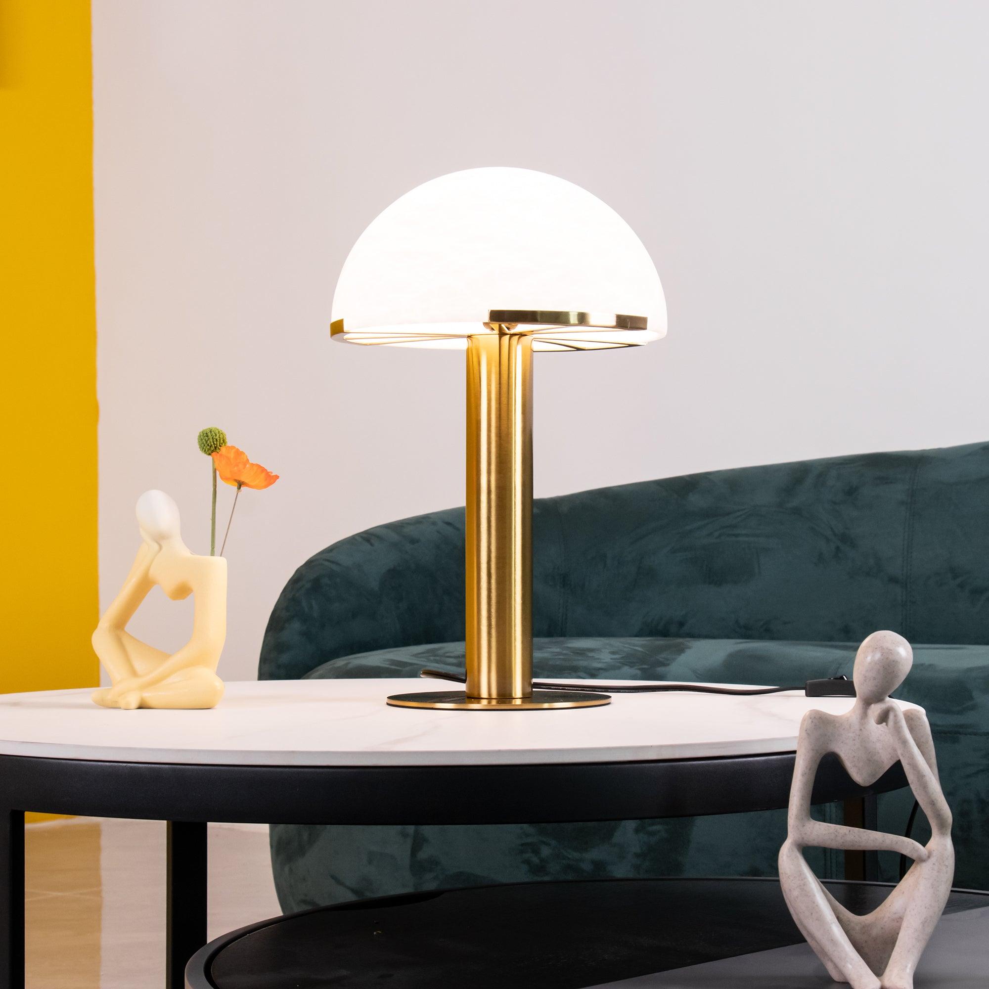 Art Deco Table Lamp with Hemispherical Shade