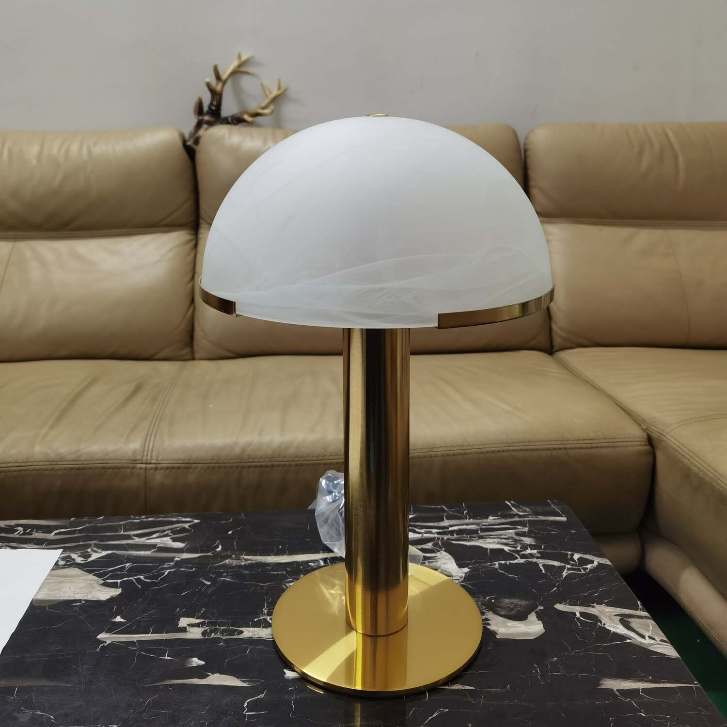 Art Deco Table Lamp with Hemispherical Shade