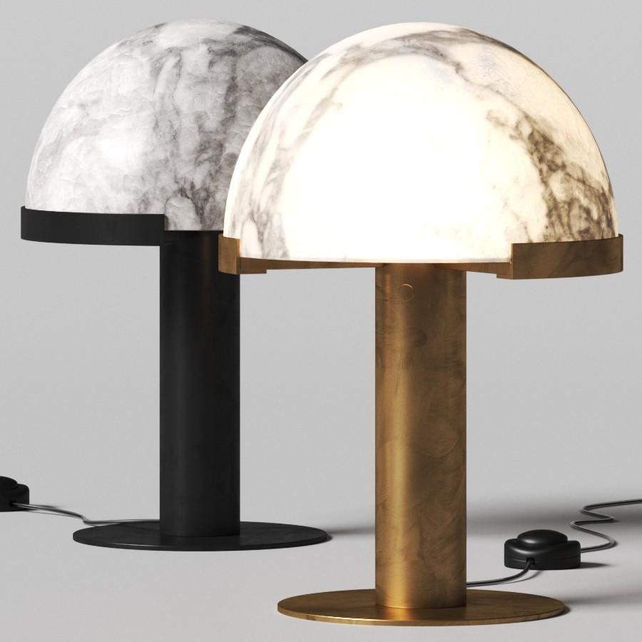 Art Deco Table Lamp with Hemispherical Shade