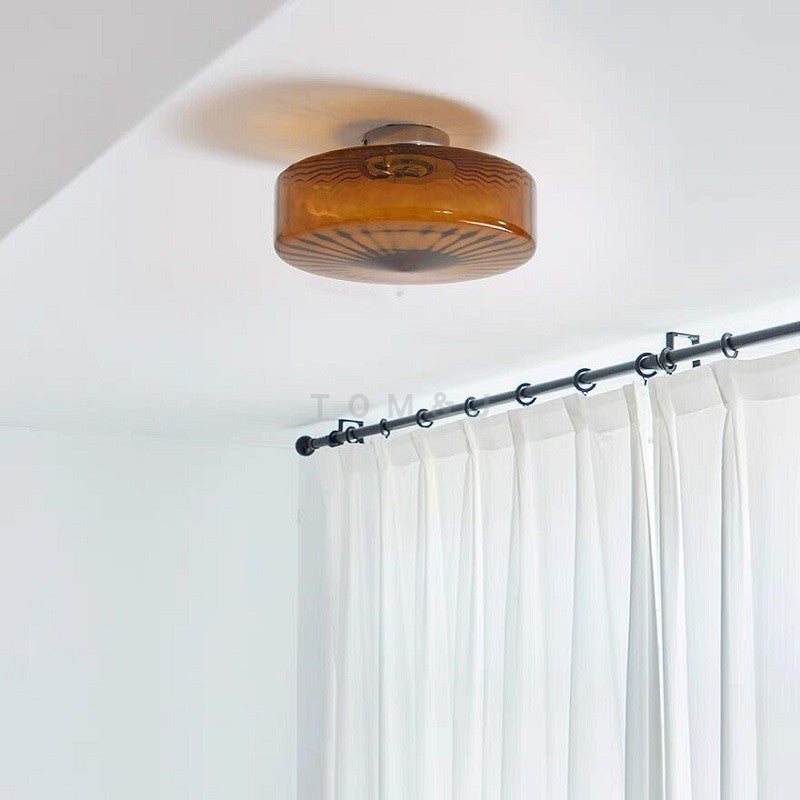 Retro Drum-Style Flush Mount Fixture Integrated LED