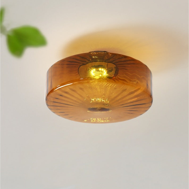 Retro Drum-Style Flush Mount Fixture Integrated LED