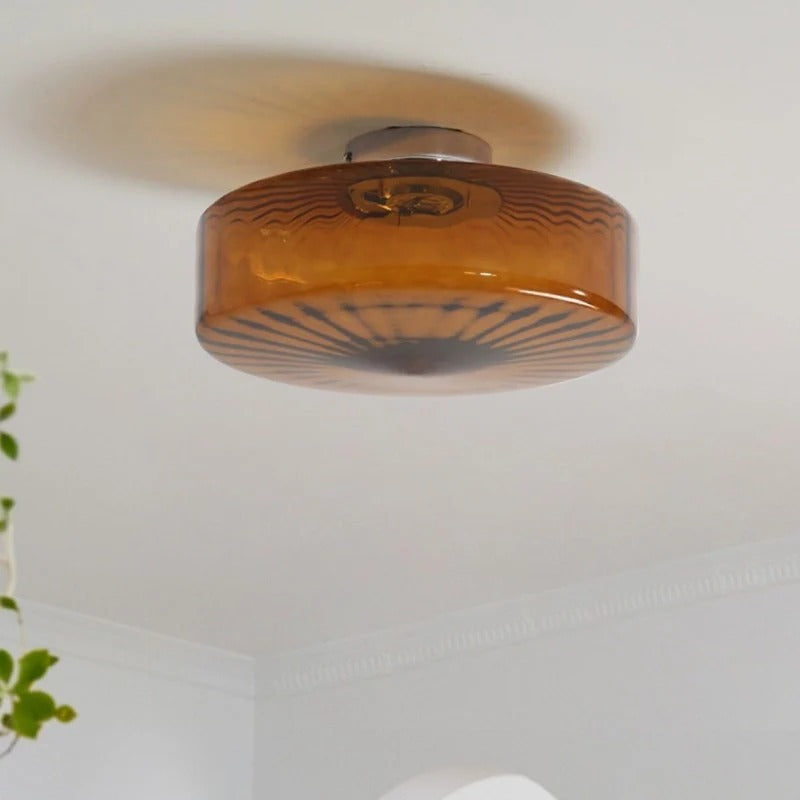 Retro Drum-Style Flush Mount Fixture Integrated LED