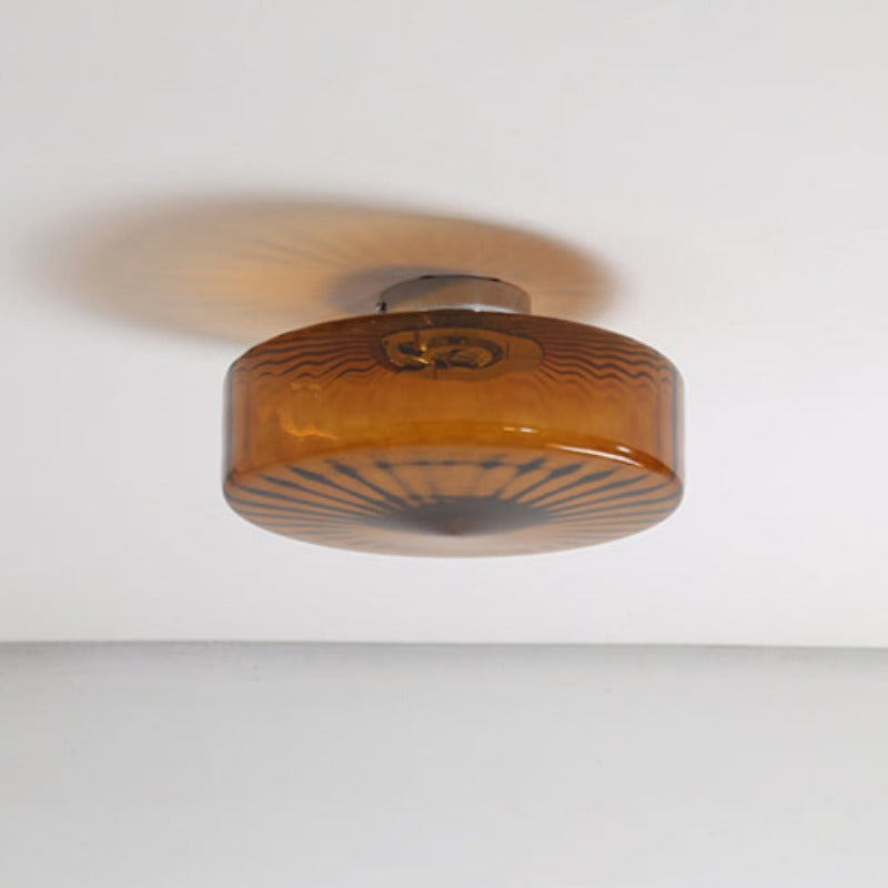 Retro Drum-Style Flush Mount Fixture Integrated LED