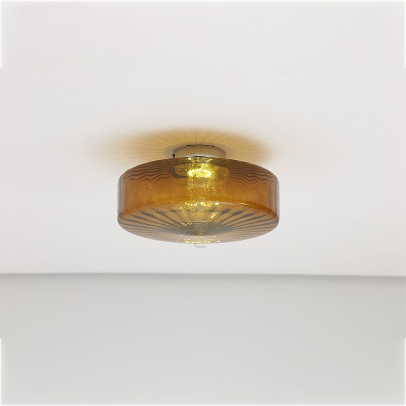 Retro Drum-Style Flush Mount Fixture Integrated LED