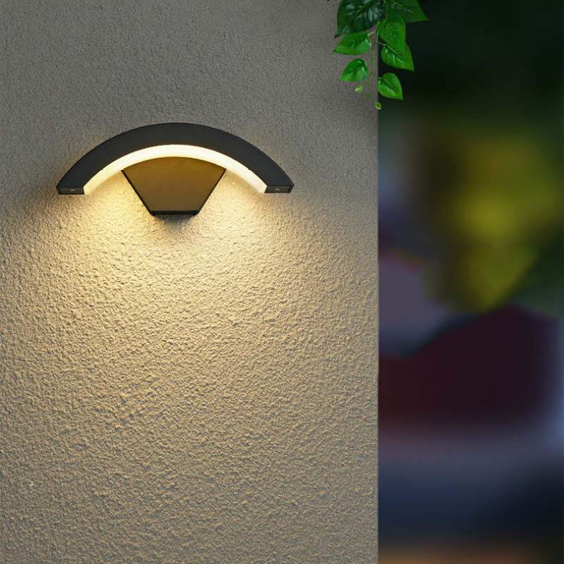 Arc-Shaped Outdoor Wall Lamp – Black, Motion Sensor or Steady