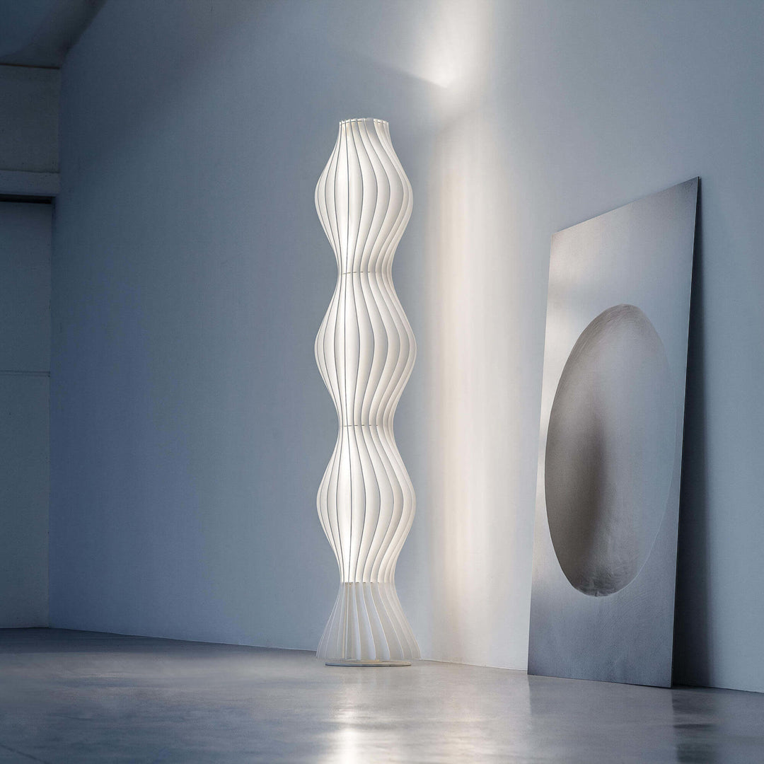 Undulating Minimalist Floor Lamp with LED Dimmer