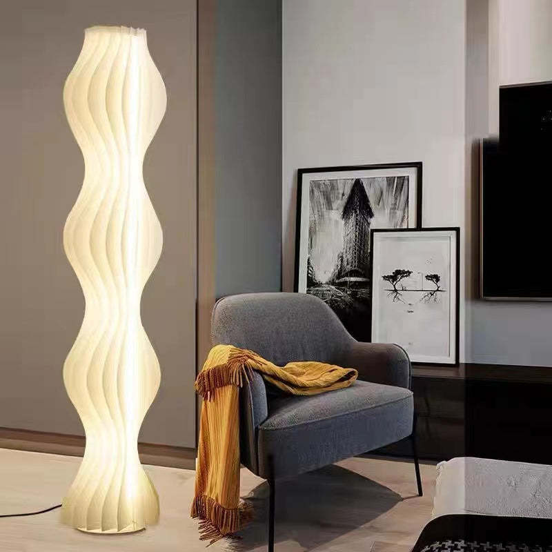 Undulating Minimalist Floor Lamp with LED Dimmer