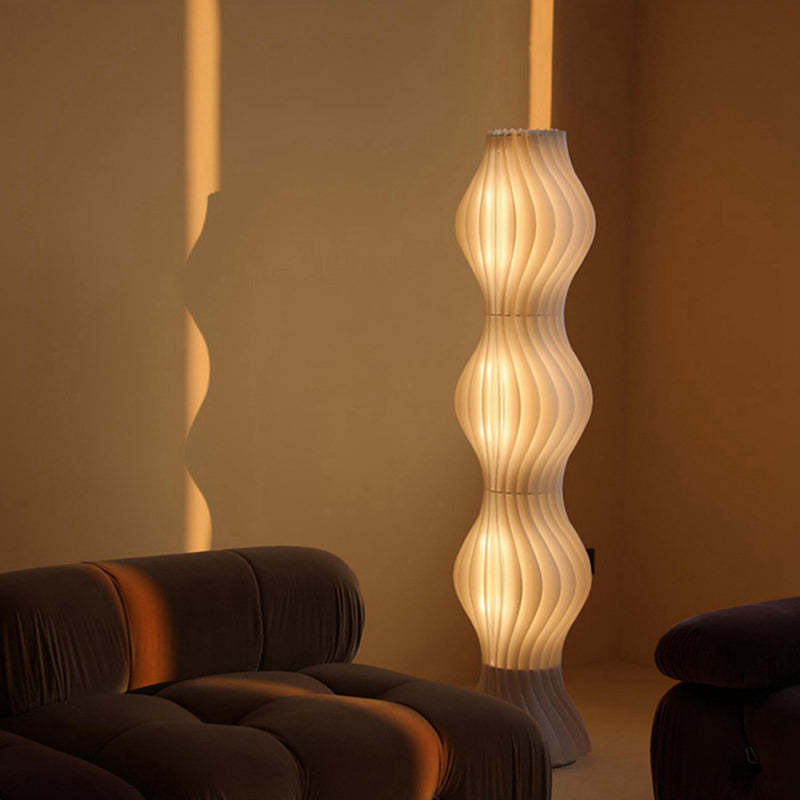 Undulating Minimalist Floor Lamp with LED Dimmer