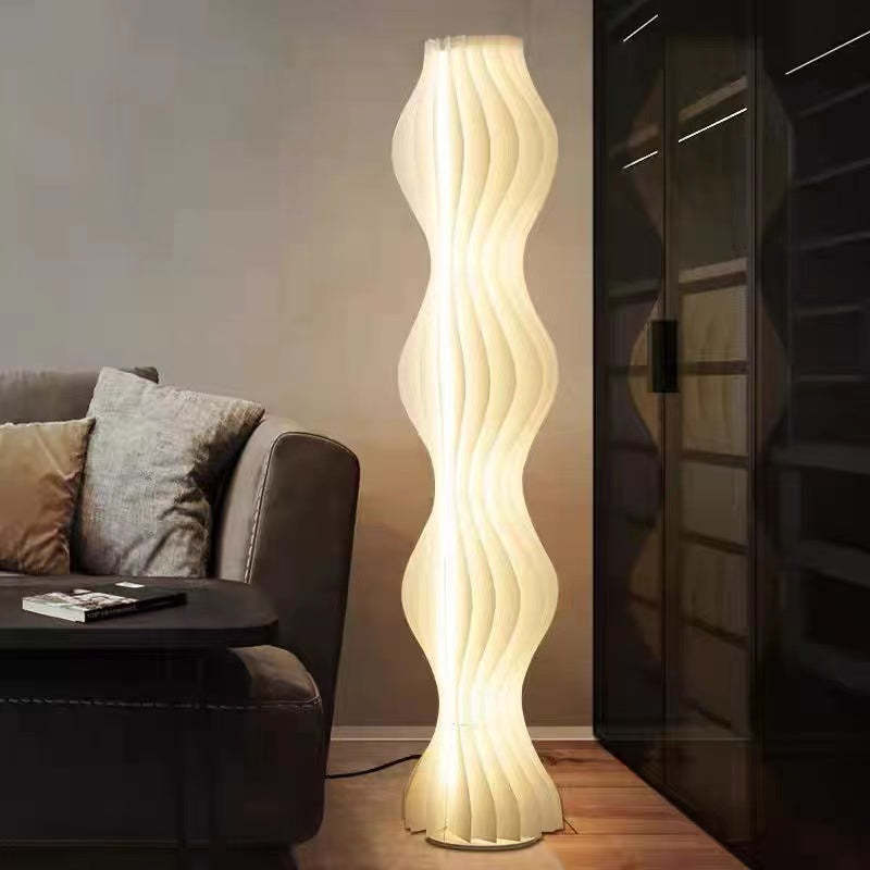 Undulating Minimalist Floor Lamp with LED Dimmer