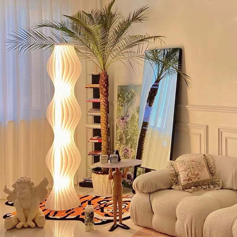 Undulating Minimalist Floor Lamp with LED Dimmer