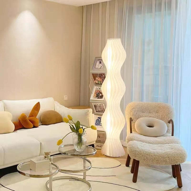 Undulating Minimalist Floor Lamp with LED Dimmer