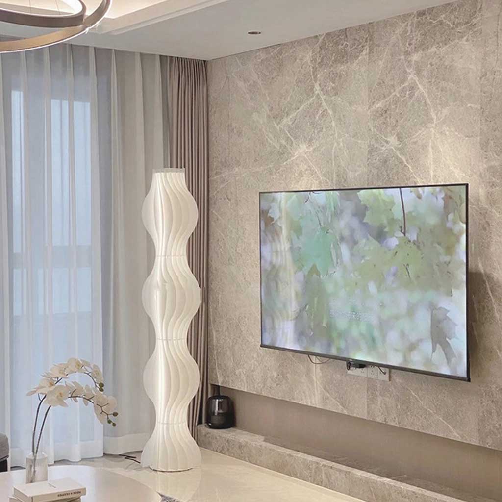Undulating Minimalist Floor Lamp with LED Dimmer