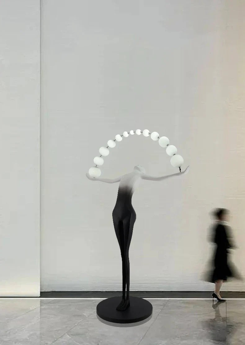 Sculptural Floor Lamp with Spherical LED Arch