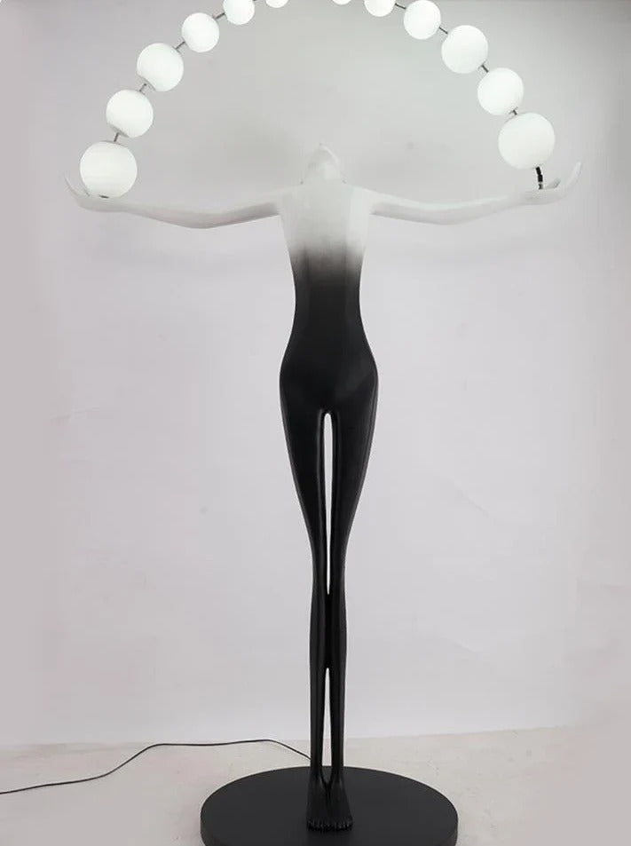 Sculptural Floor Lamp with Spherical LED Arch
