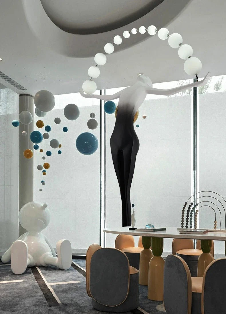 Sculptural Floor Lamp with Spherical LED Arch
