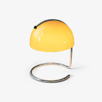 Mid-Century Curved Table Lamp with Hemispherical Shade