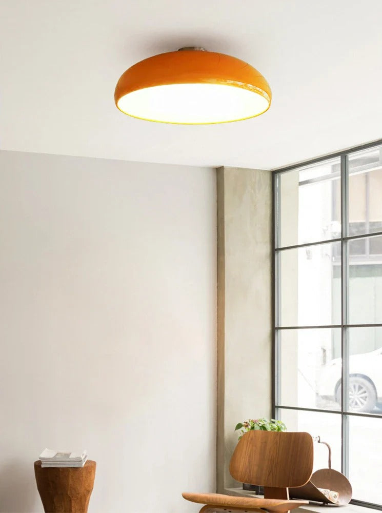 Retro-styled convex dome flush mount light fixture