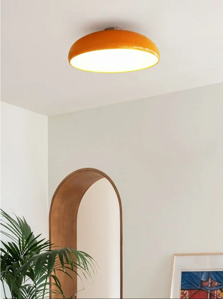 Retro-styled convex dome flush mount light fixture