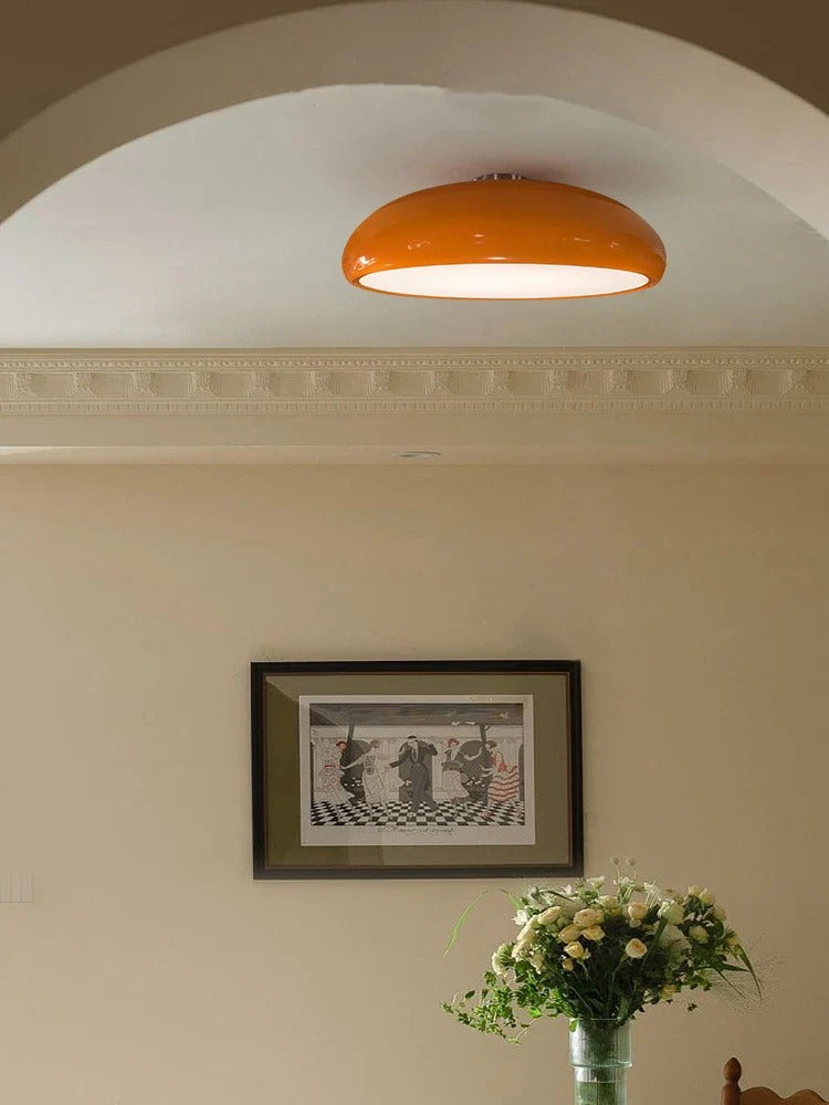 Retro-styled convex dome flush mount light fixture